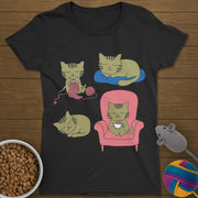 4 Cozy Cats T-Shirt Womens