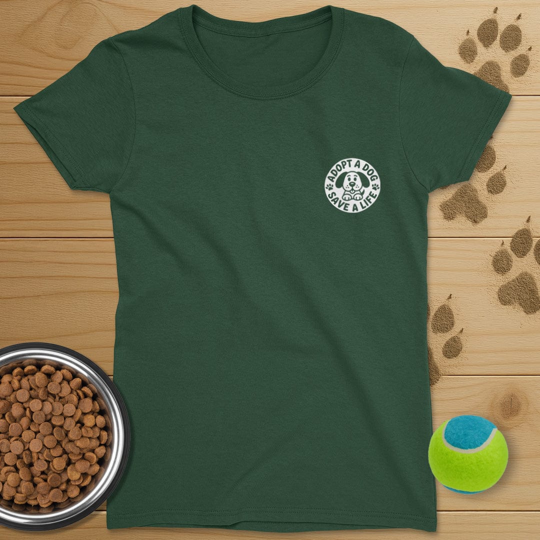 Adopt A Dog Save A Life Badge T-Shirt-Womens