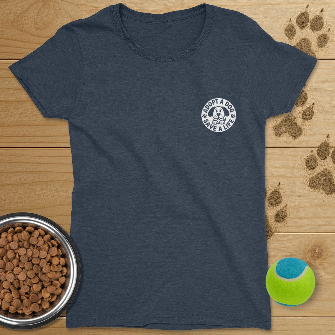 Adopt A Dog Save A Life Badge T-Shirt-Womens