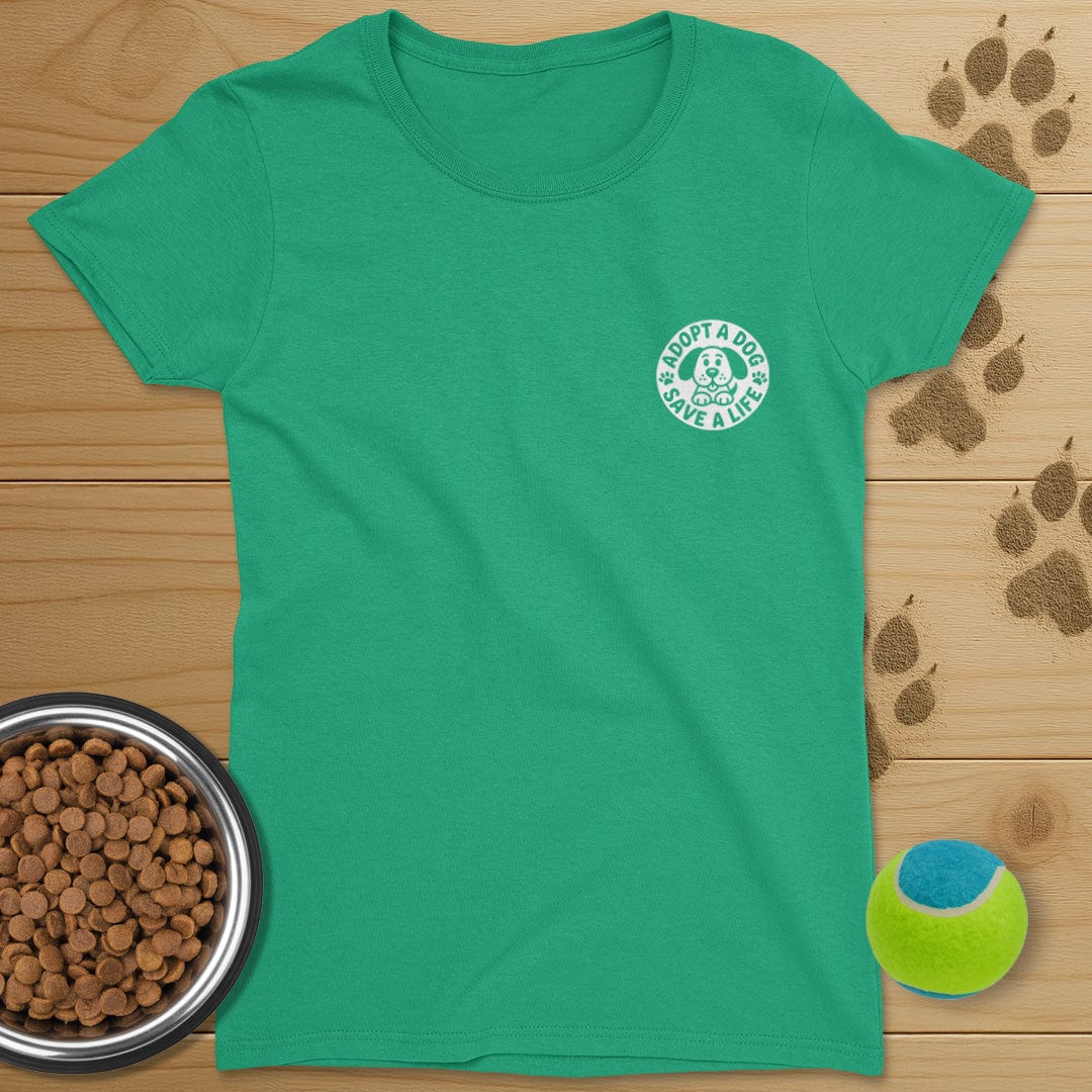 Adopt A Dog Save A Life Badge T-Shirt-Womens