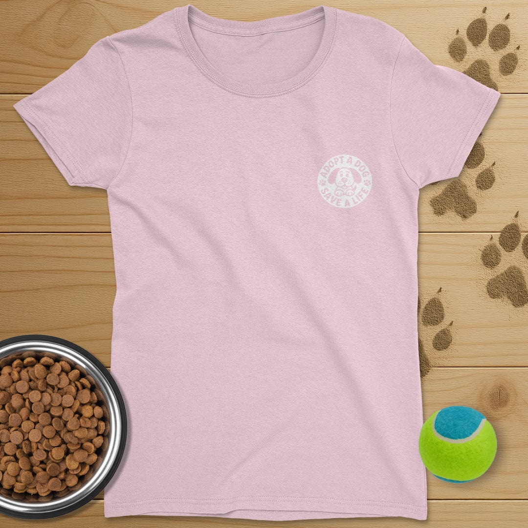 Adopt A Dog Save A Life Badge T-Shirt-Womens