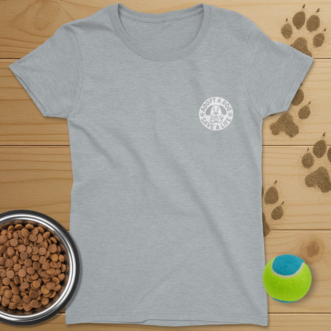 Adopt A Dog Save A Life Badge T-Shirt-Womens