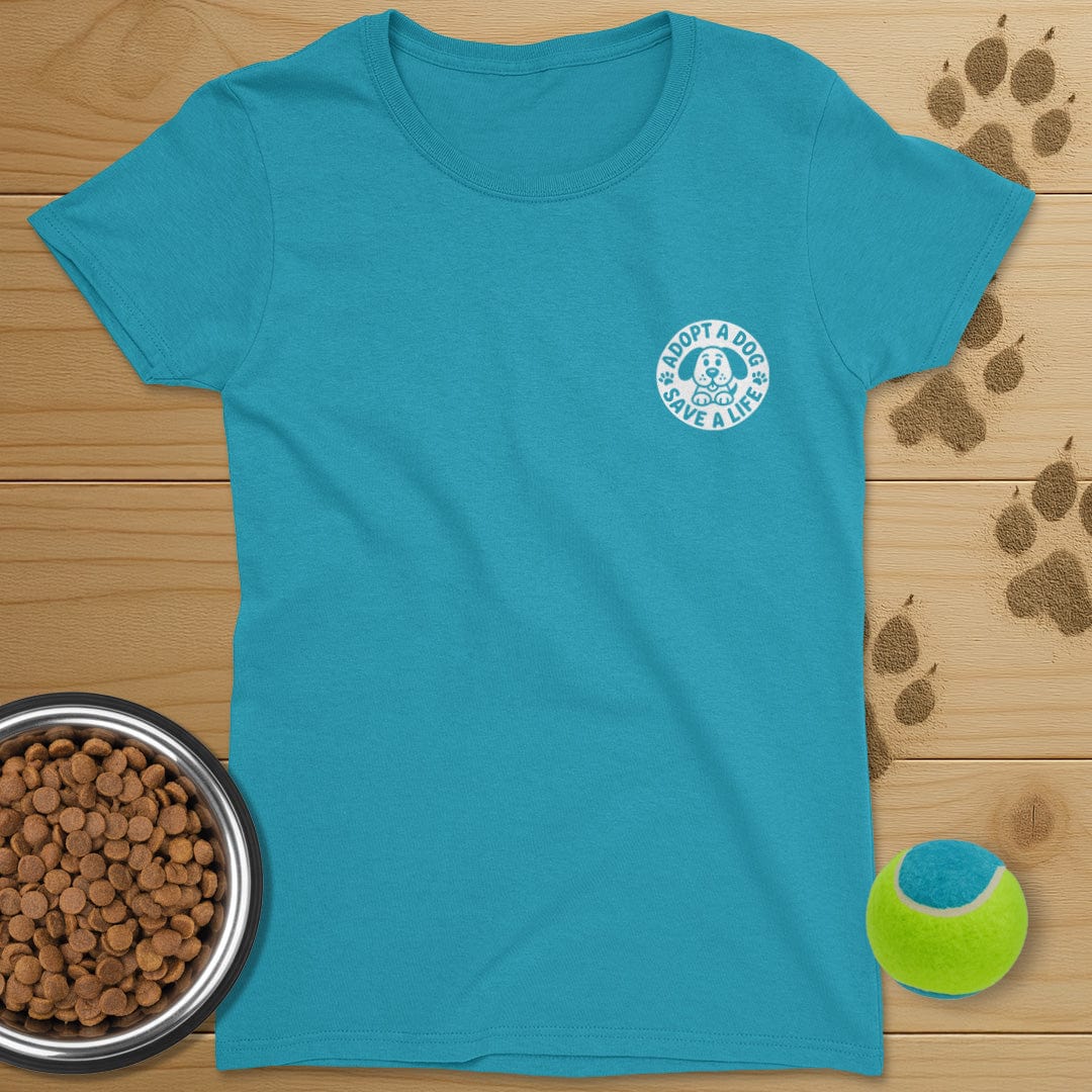 Adopt A Dog Save A Life Badge T-Shirt-Womens