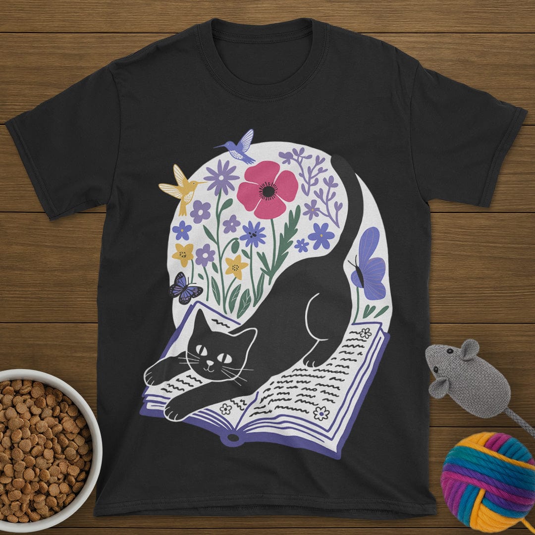 Cats Books and Flowers T-Shirt