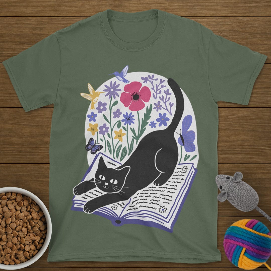 Cats Books and Flowers T-Shirt