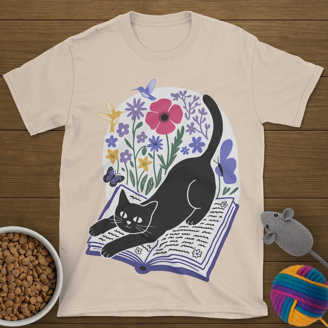 Cats Books and Flowers T-Shirt