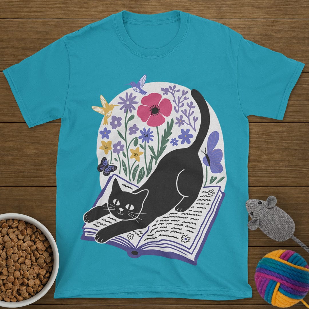 Cats Books and Flowers T-Shirt