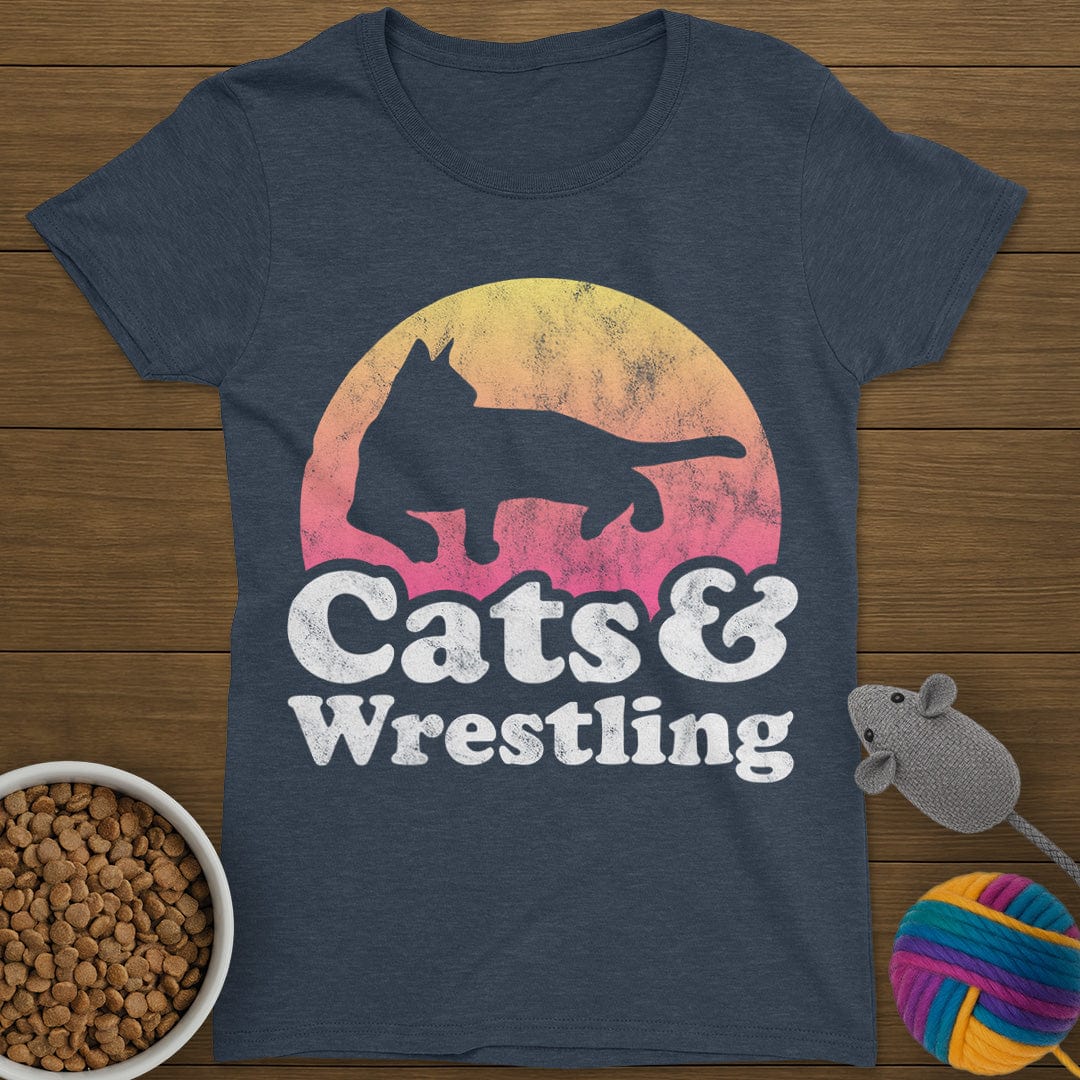 Cats and Wrestling T-Shirt Womens