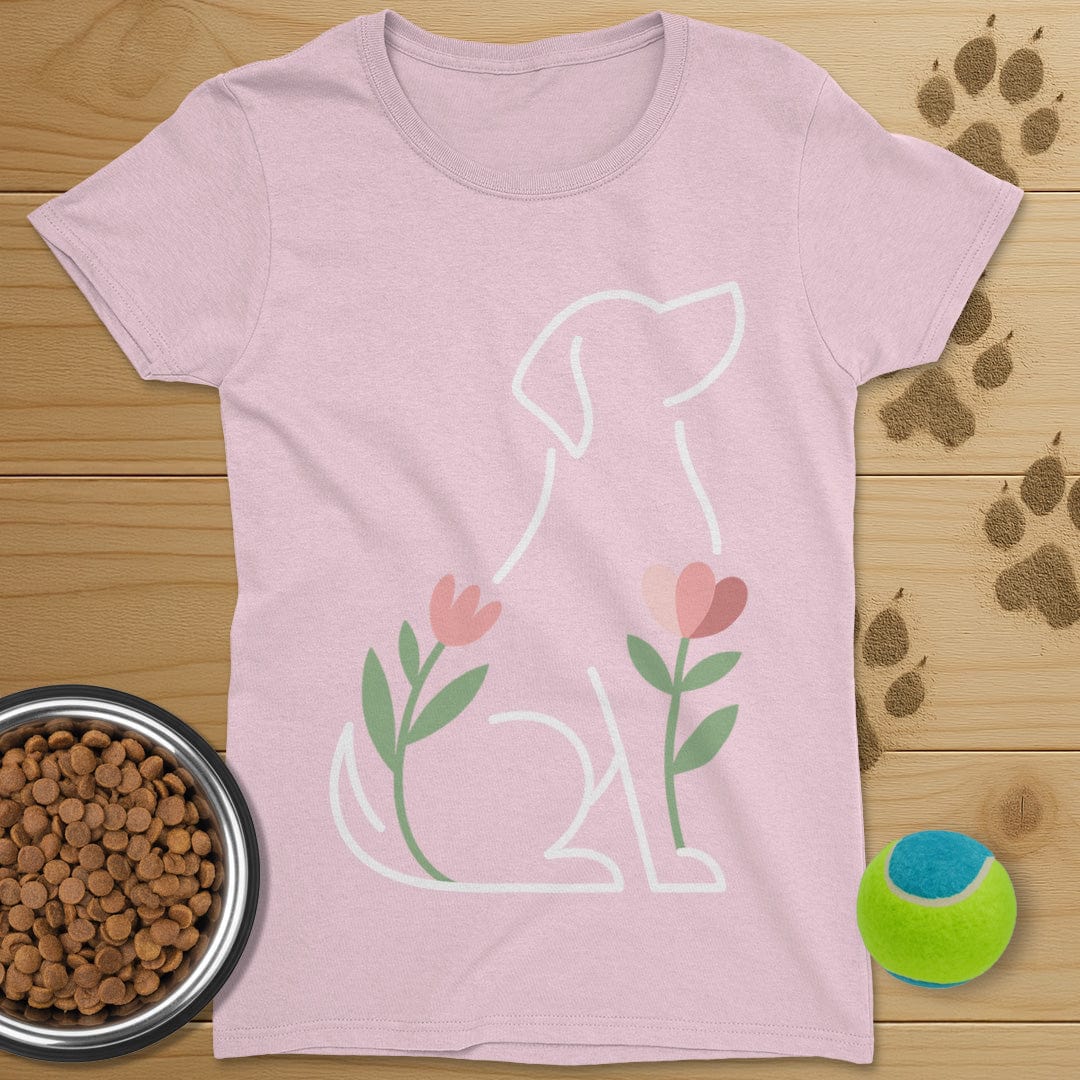 Dog And Flowers T-Shirt-Womens