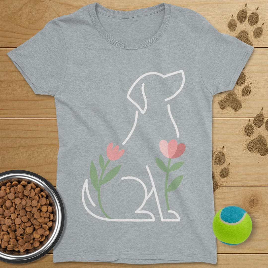 Dog And Flowers T-Shirt-Womens