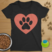 Dog Paw Heart T-Shirt-Womens