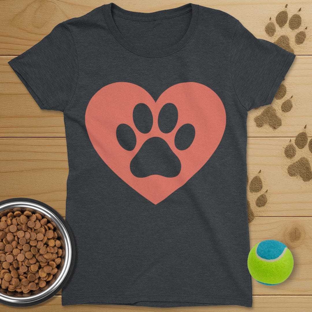 Dog Paw Heart T-Shirt-Womens