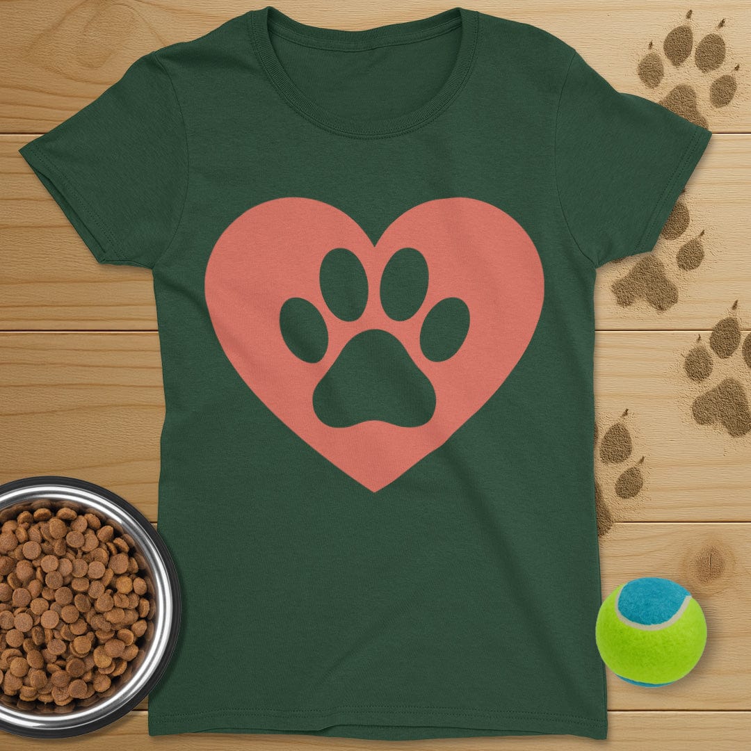 Dog Paw Heart T-Shirt-Womens