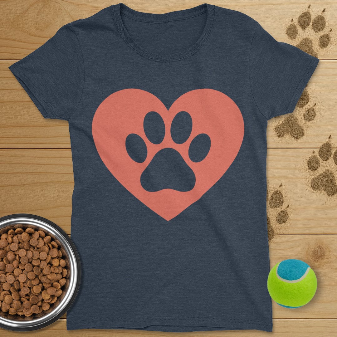 Dog Paw Heart T-Shirt-Womens