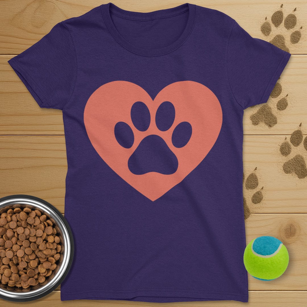 Dog Paw Heart T-Shirt-Womens
