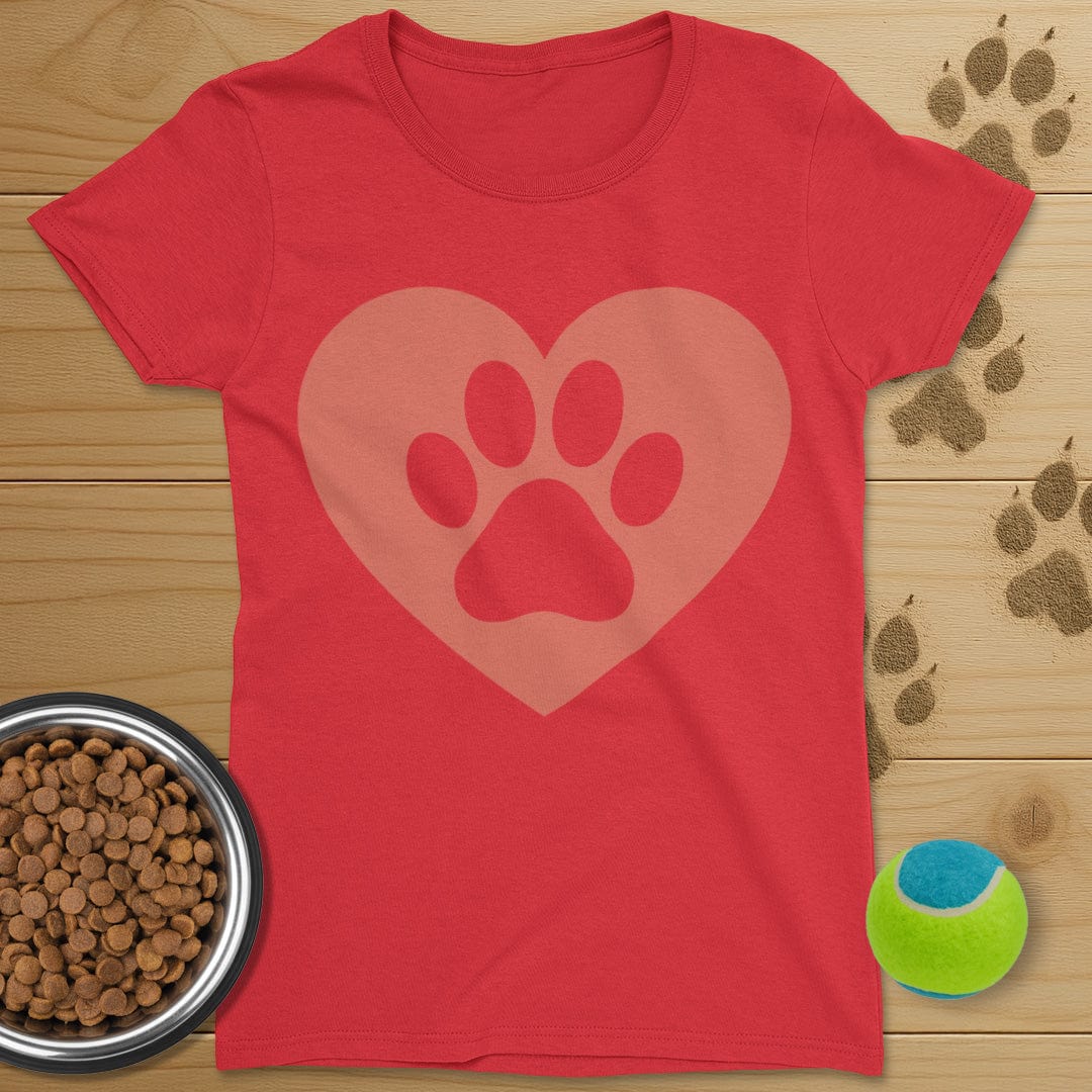 Dog Paw Heart T-Shirt-Womens