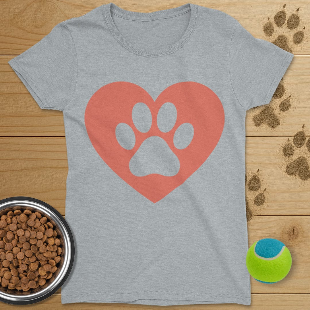 Dog Paw Heart T-Shirt-Womens