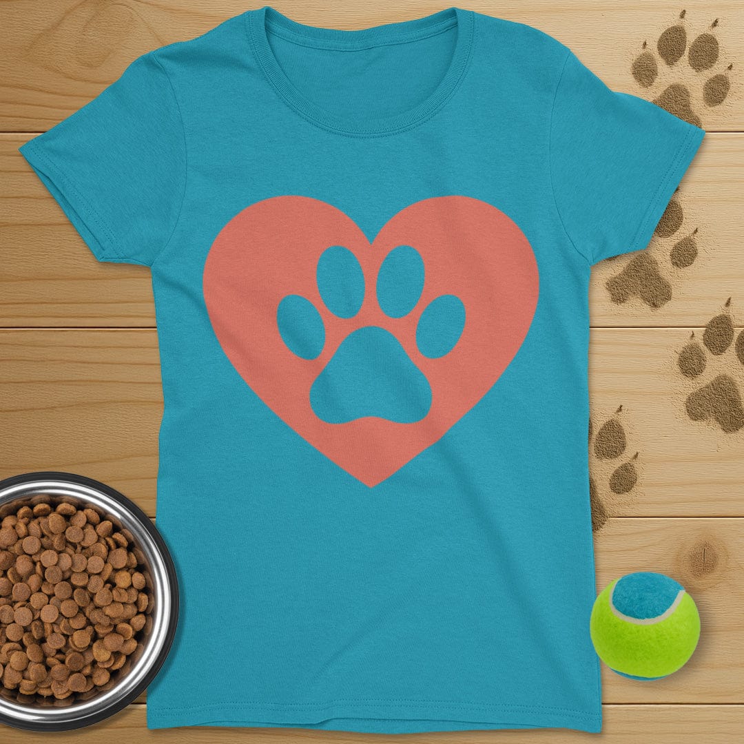 Dog Paw Heart T-Shirt-Womens