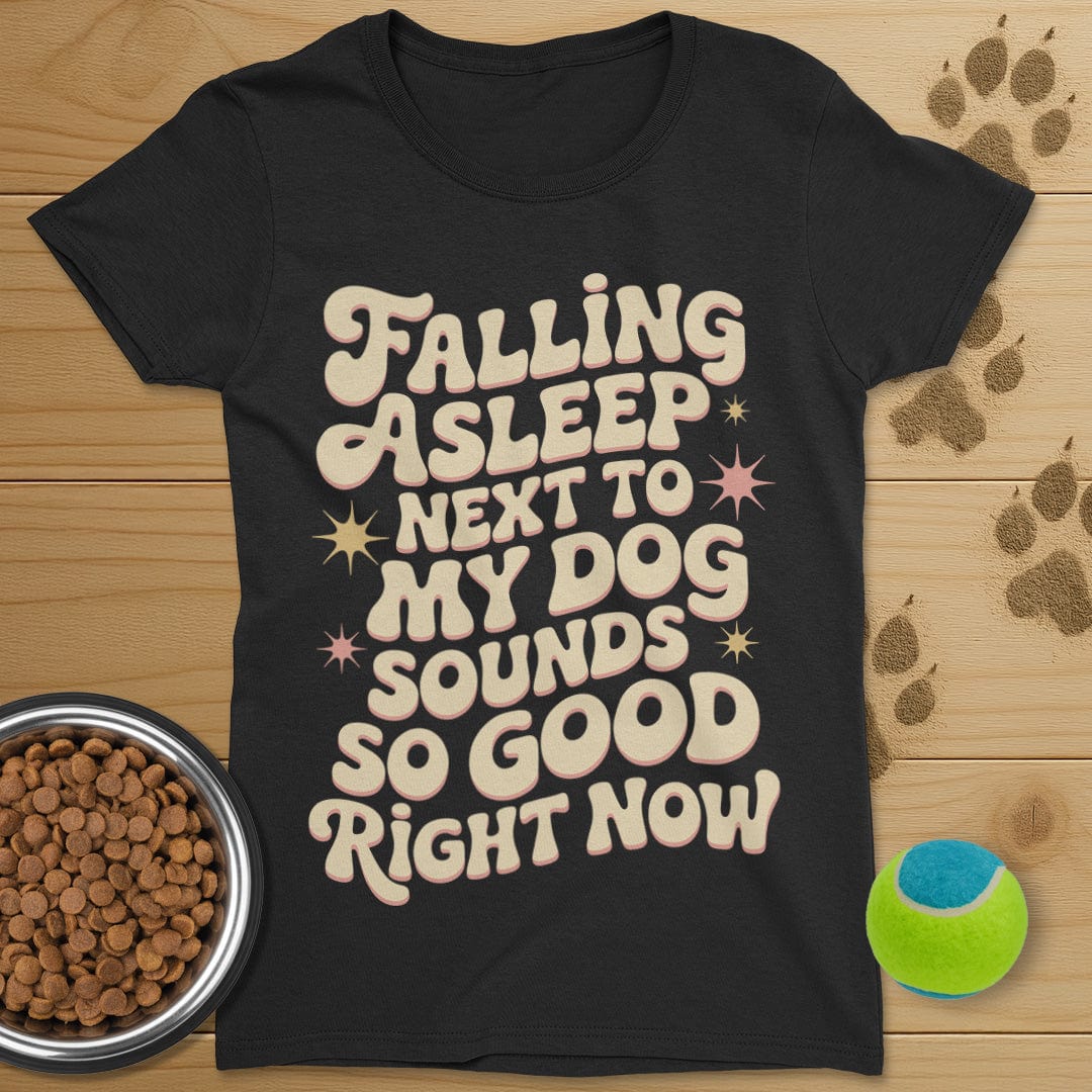 Falling Asleep Next To My Dog Retro T-Shirt-Womens