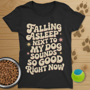 Falling Asleep Next To My Dog Retro T-Shirt-Womens
