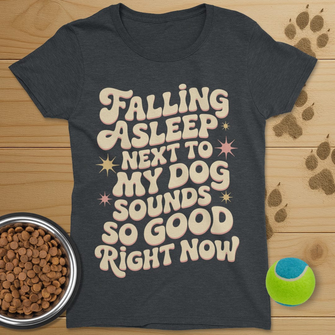 Falling Asleep Next To My Dog Retro T-Shirt-Womens