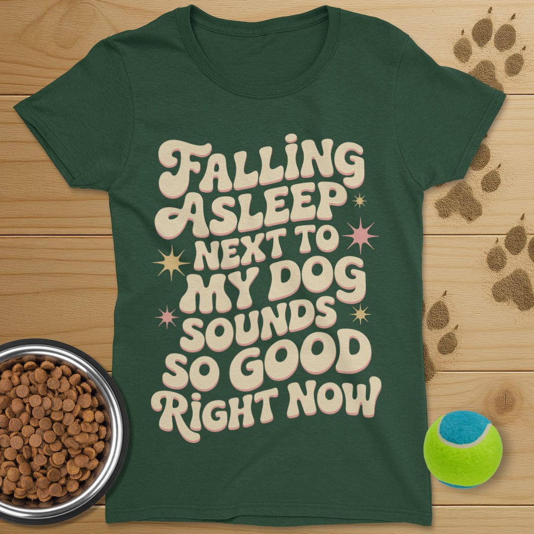 Falling Asleep Next To My Dog Retro T-Shirt-Womens