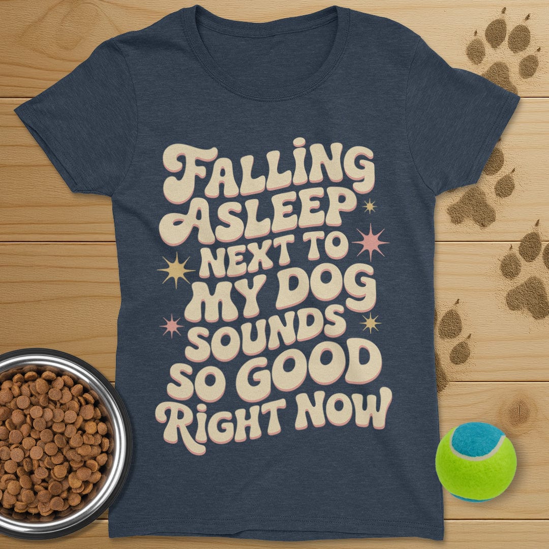 Falling Asleep Next To My Dog Retro T-Shirt-Womens