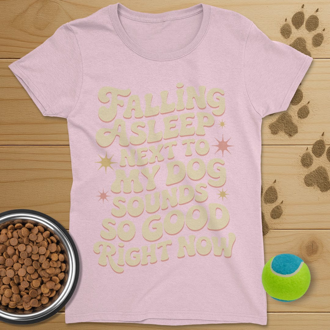 Falling Asleep Next To My Dog Retro T-Shirt-Womens