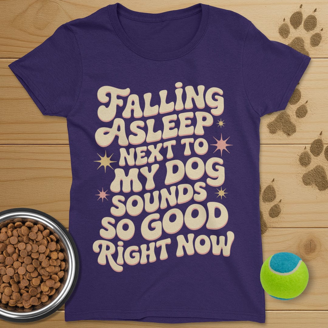 Falling Asleep Next To My Dog Retro T-Shirt-Womens