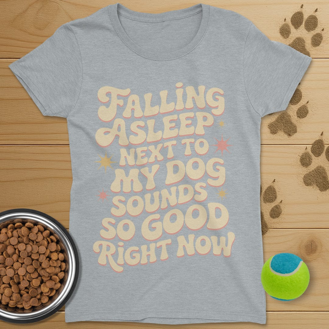 Falling Asleep Next To My Dog Retro T-Shirt-Womens