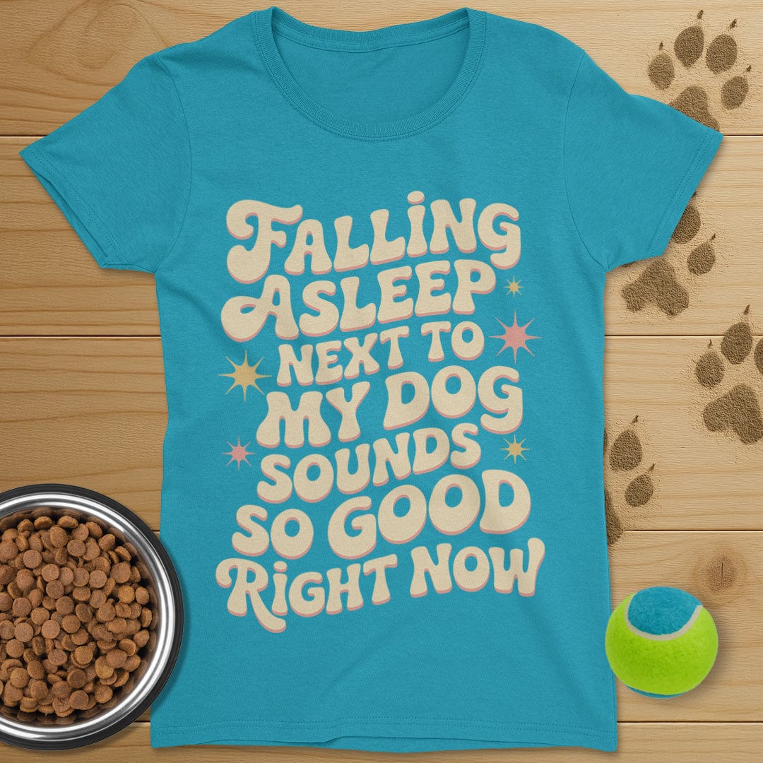 Falling Asleep Next To My Dog Retro T-Shirt-Womens