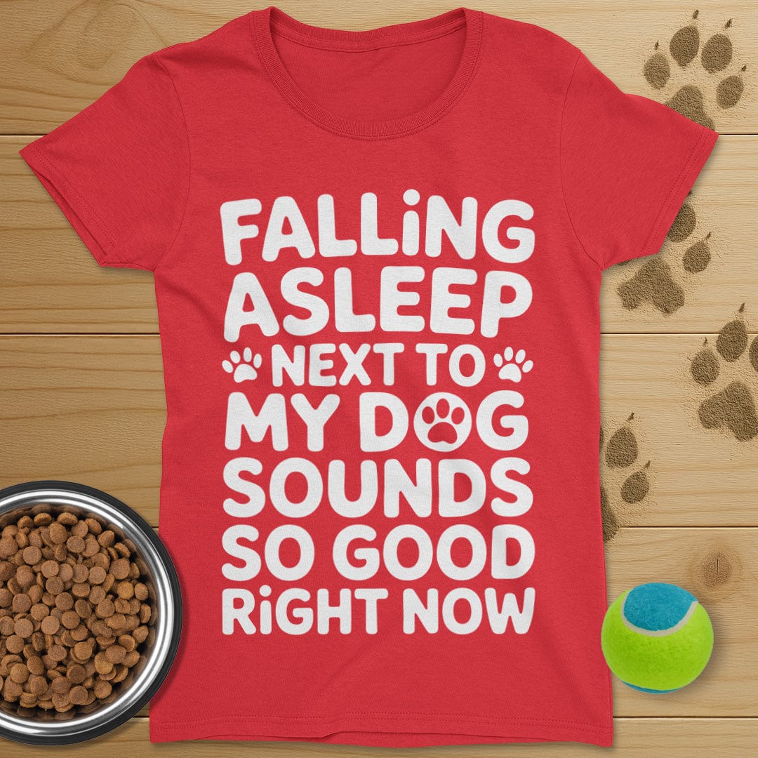 Falling Asleep Next To My Dog T-Shirt-Womens