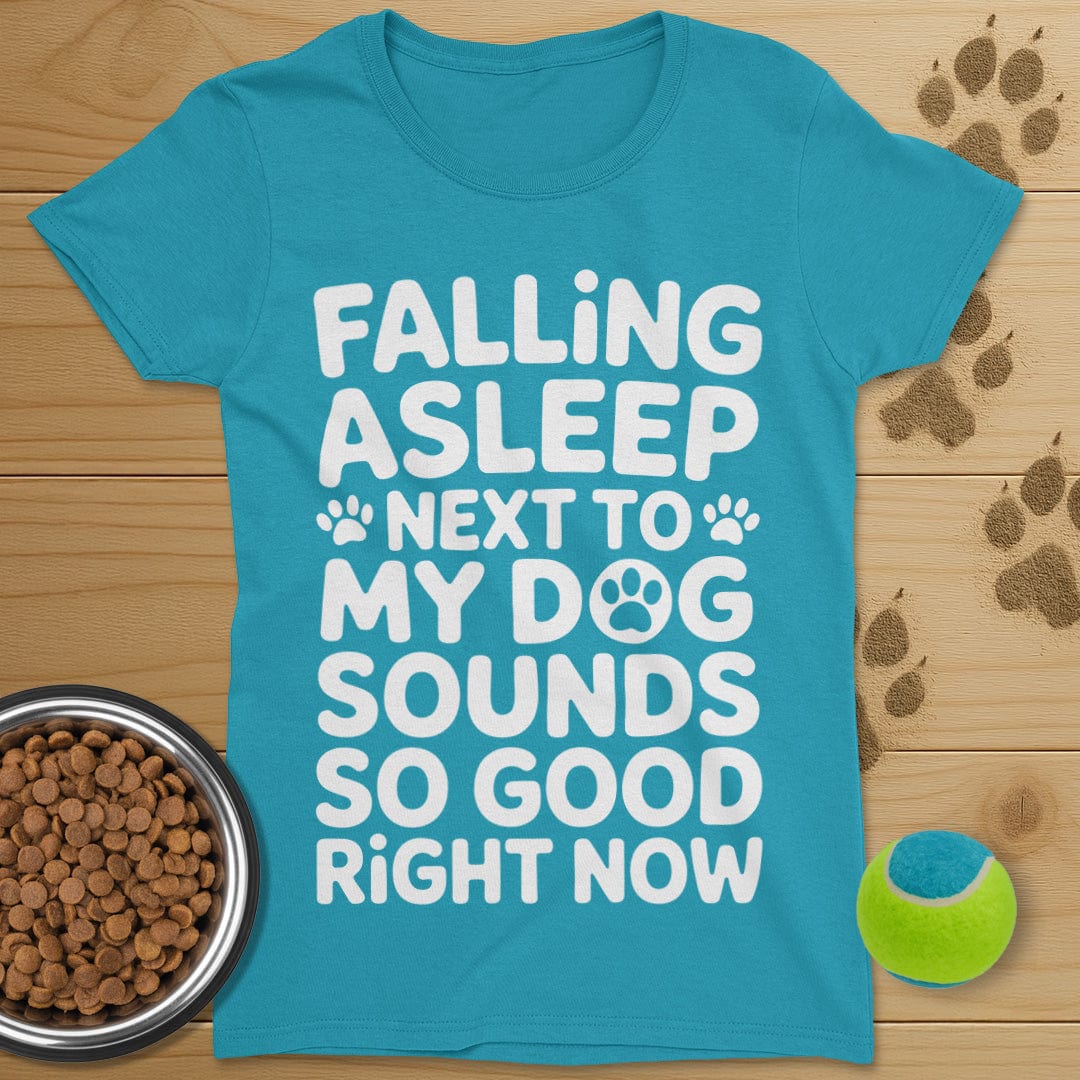 Falling Asleep Next To My Dog T-Shirt-Womens