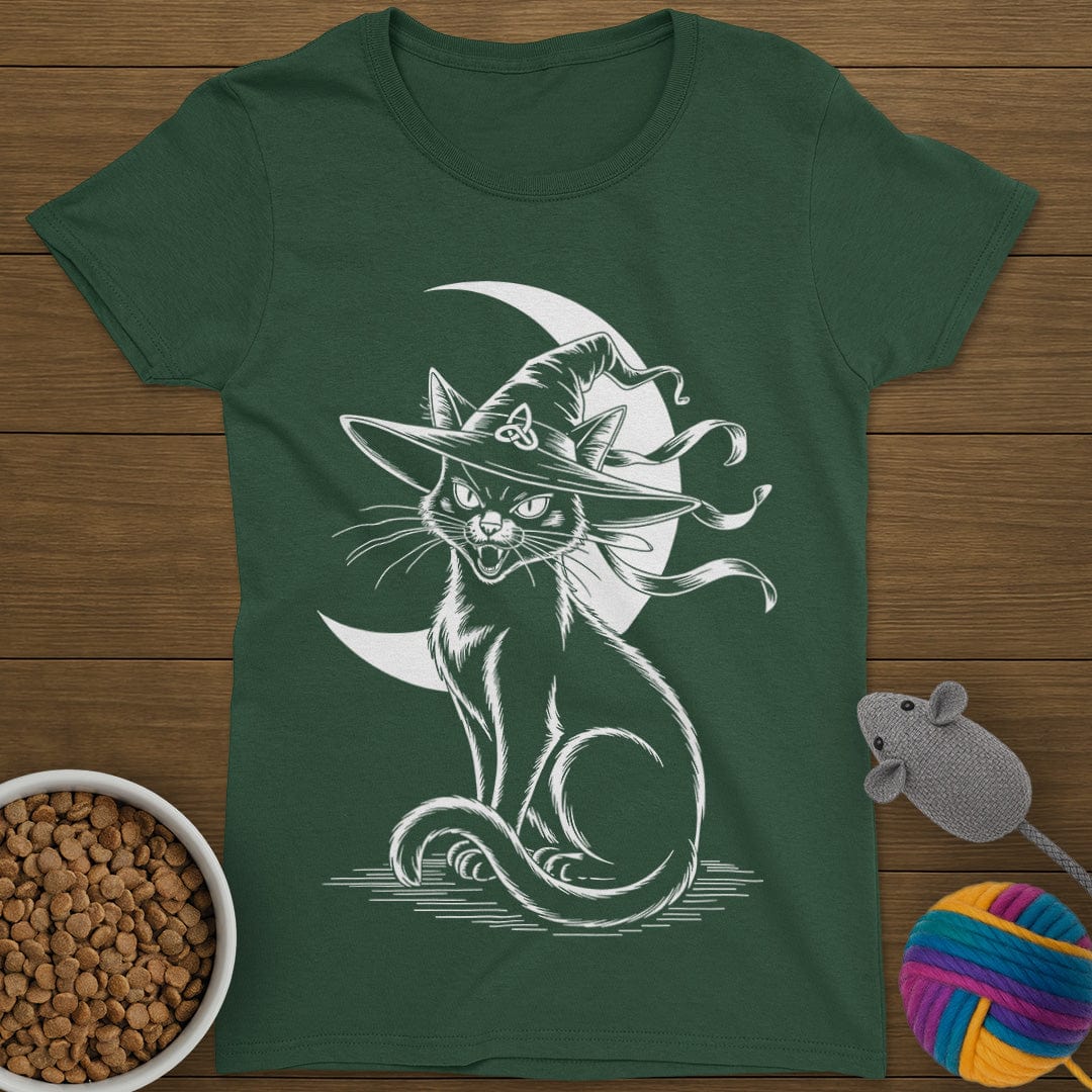 Halloween Witch Black Cat T-Shirt Womens