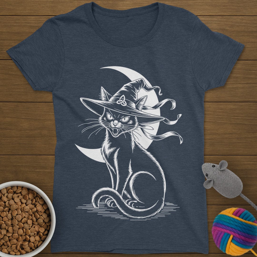 Halloween Witch Black Cat T-Shirt Womens