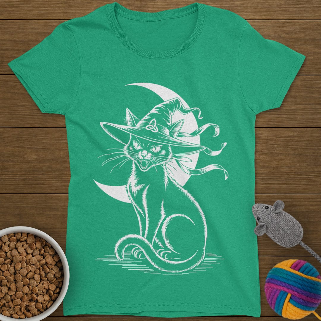 Halloween Witch Black Cat T-Shirt Womens