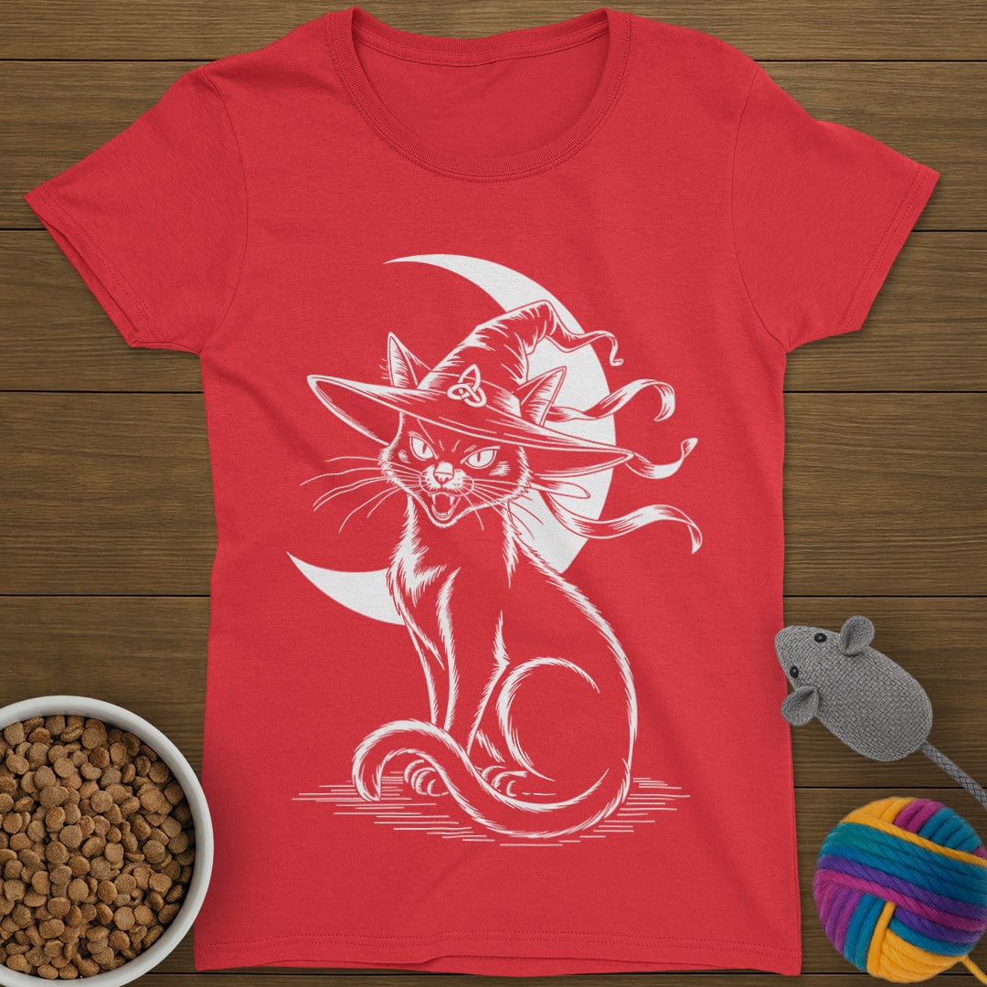 Halloween Witch Black Cat T-Shirt Womens
