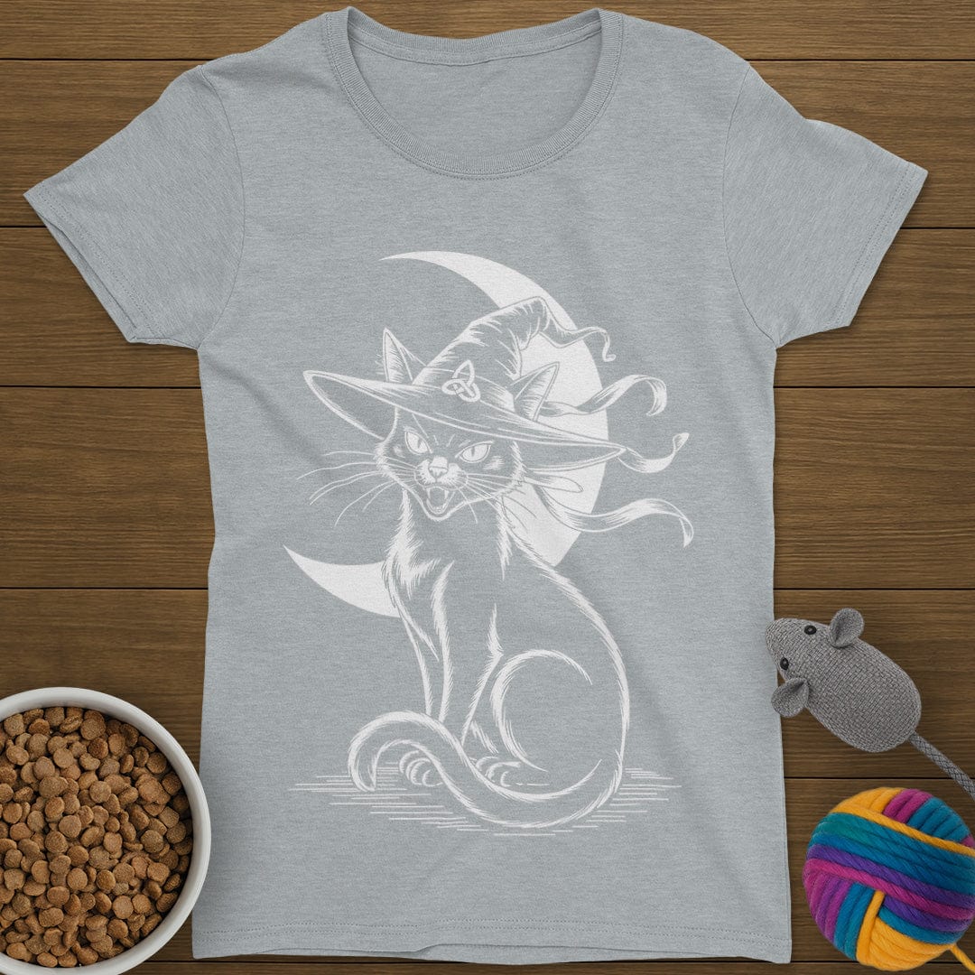 Halloween Witch Black Cat T-Shirt Womens