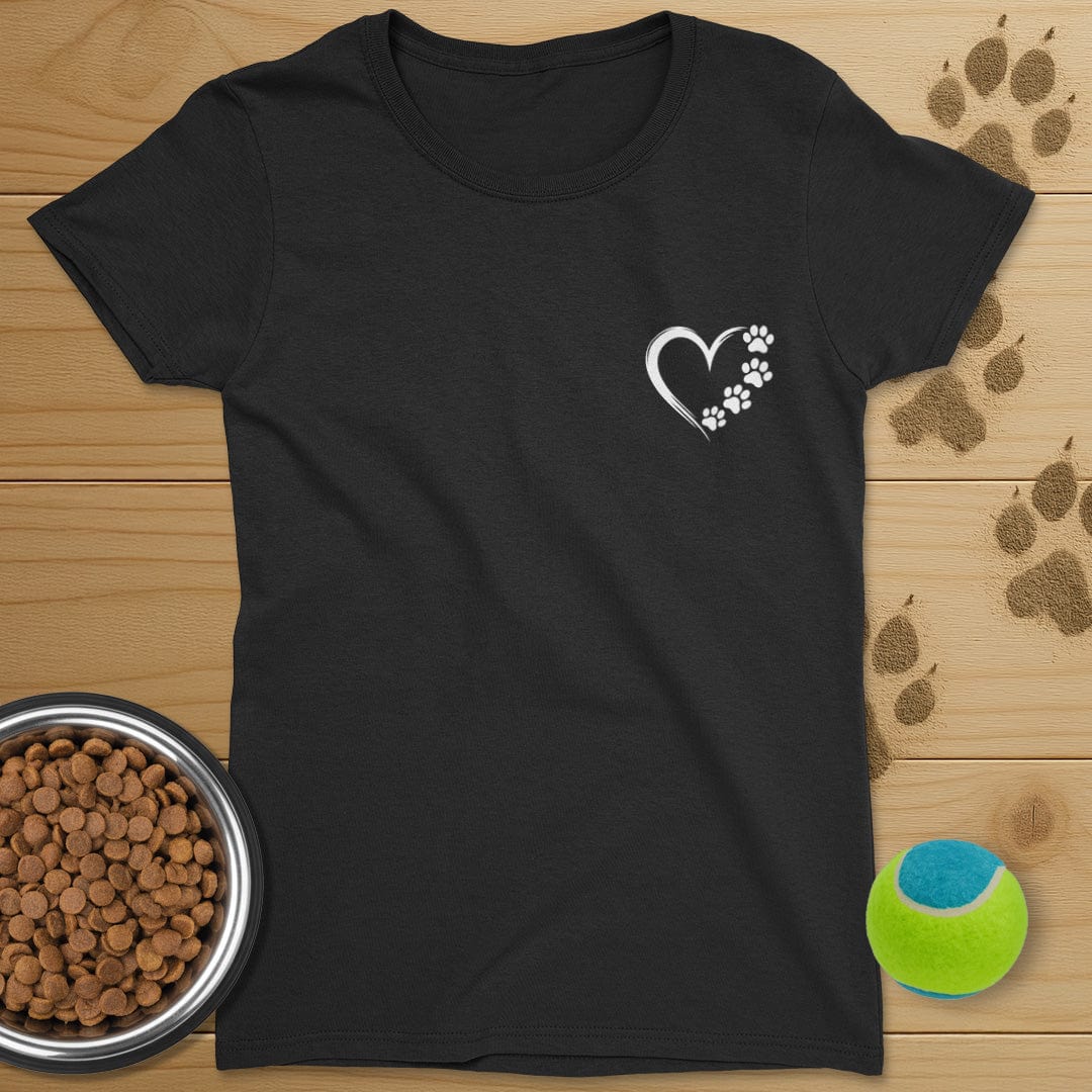 Heart and Dog Paws Badge T-Shirt-Womens