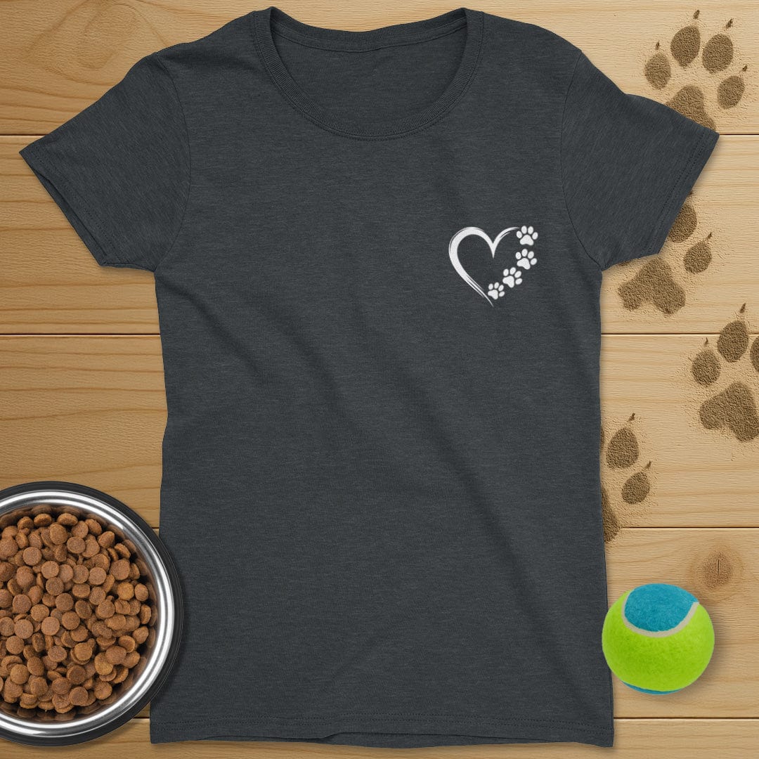 Heart and Dog Paws Badge T-Shirt-Womens
