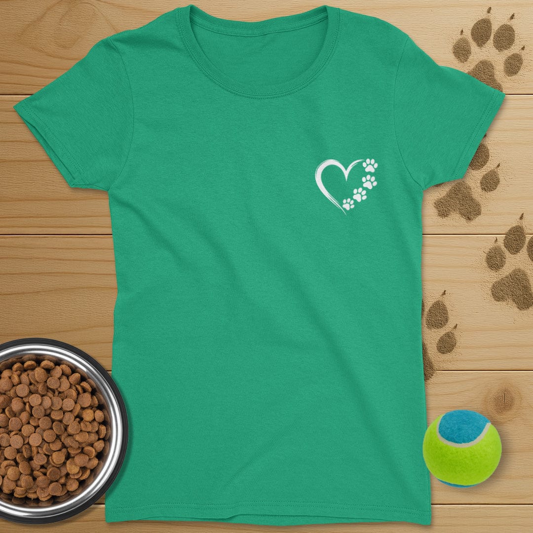 Heart and Dog Paws Badge T-Shirt-Womens