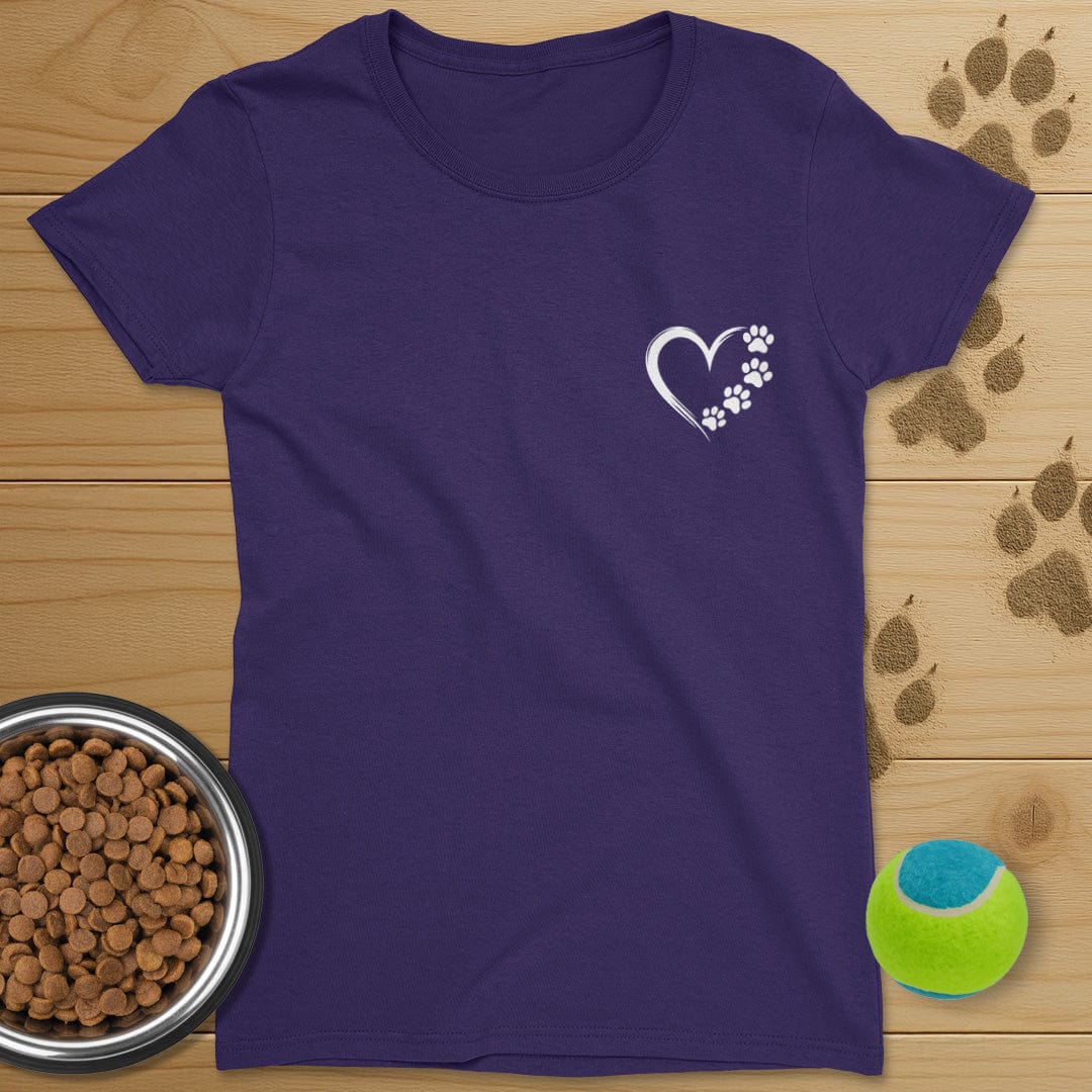 Heart and Dog Paws Badge T-Shirt-Womens