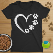 Heart and Dog Paws T-Shirt-Womens