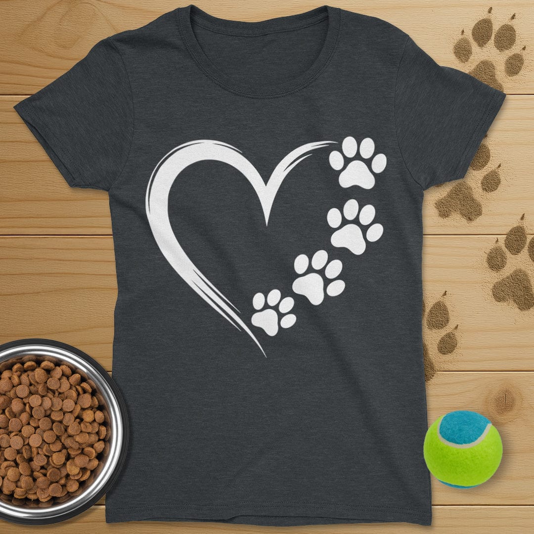 Heart and Dog Paws T-Shirt-Womens