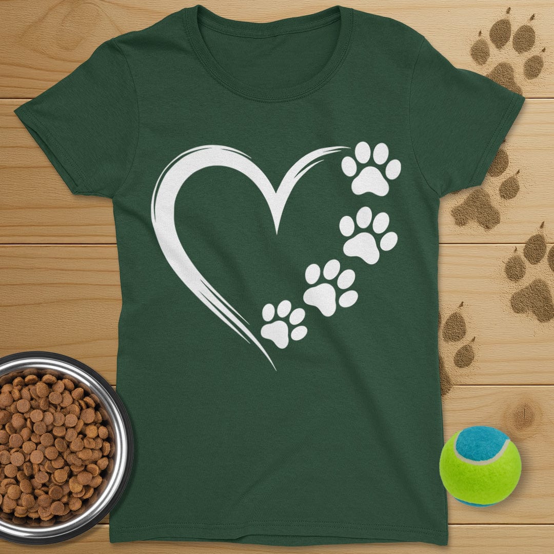 Heart and Dog Paws T-Shirt-Womens