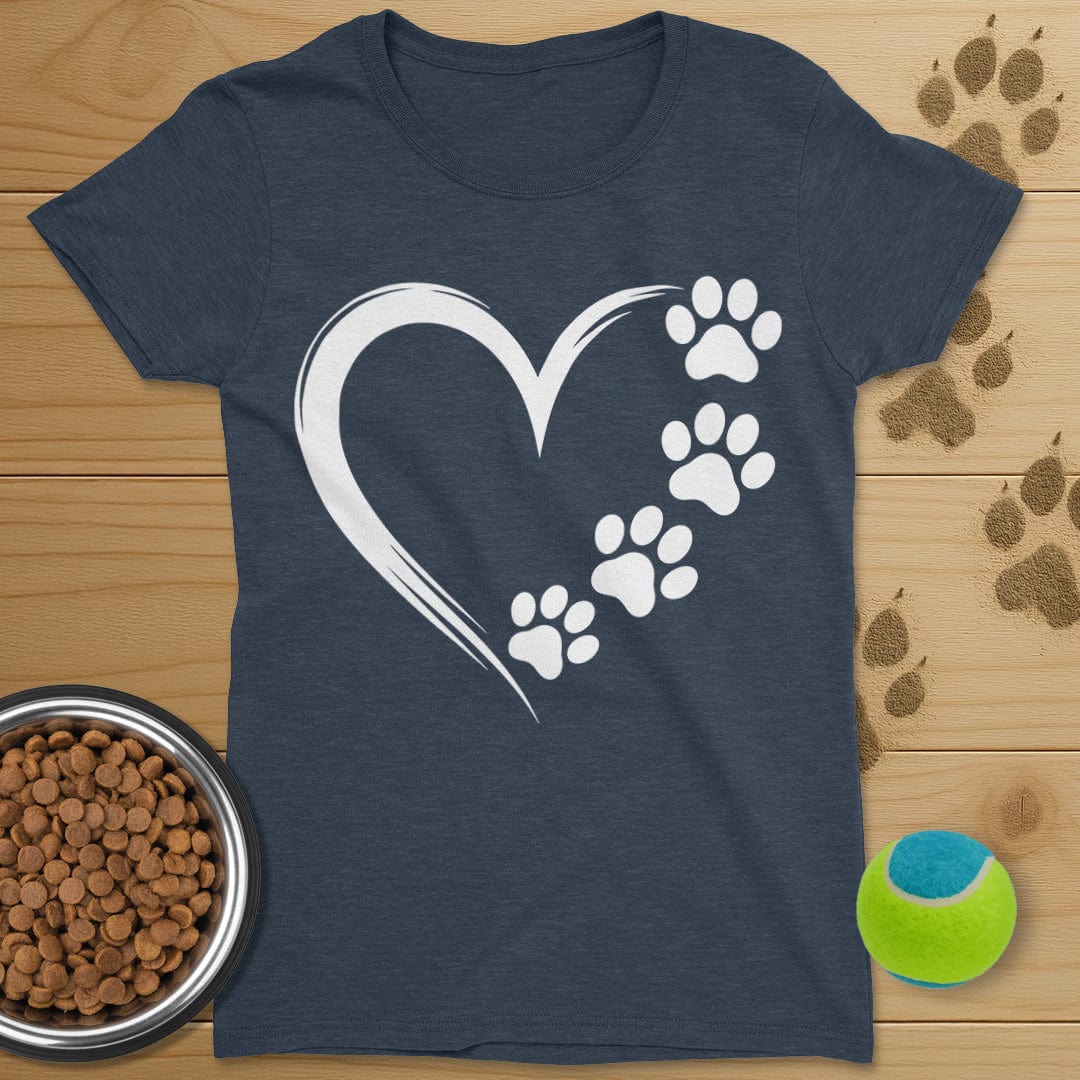 Heart and Dog Paws T-Shirt-Womens
