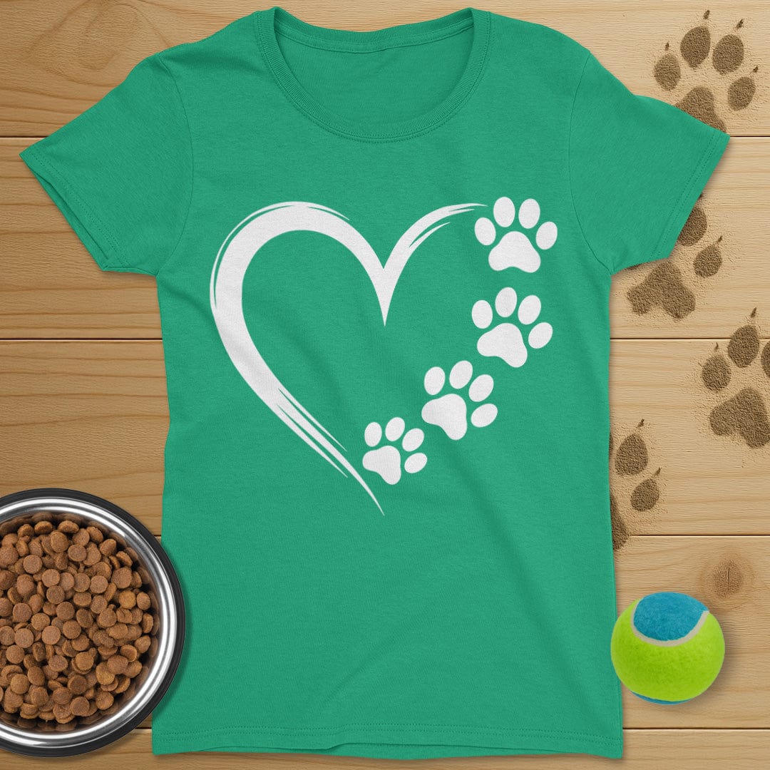 Heart and Dog Paws T-Shirt-Womens