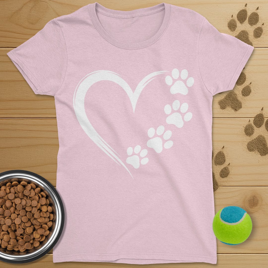 Heart and Dog Paws T-Shirt-Womens