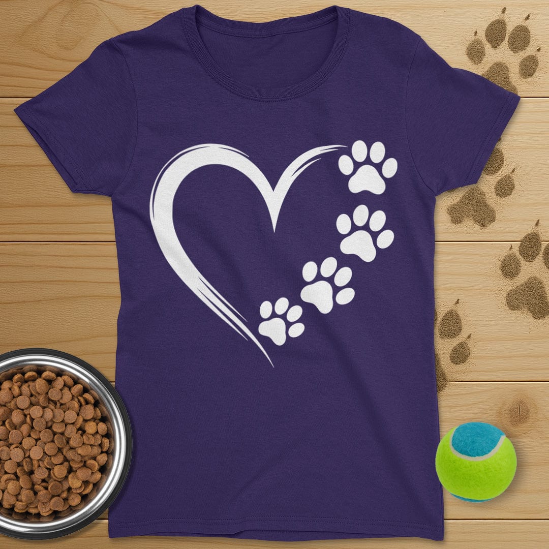 Heart and Dog Paws T-Shirt-Womens