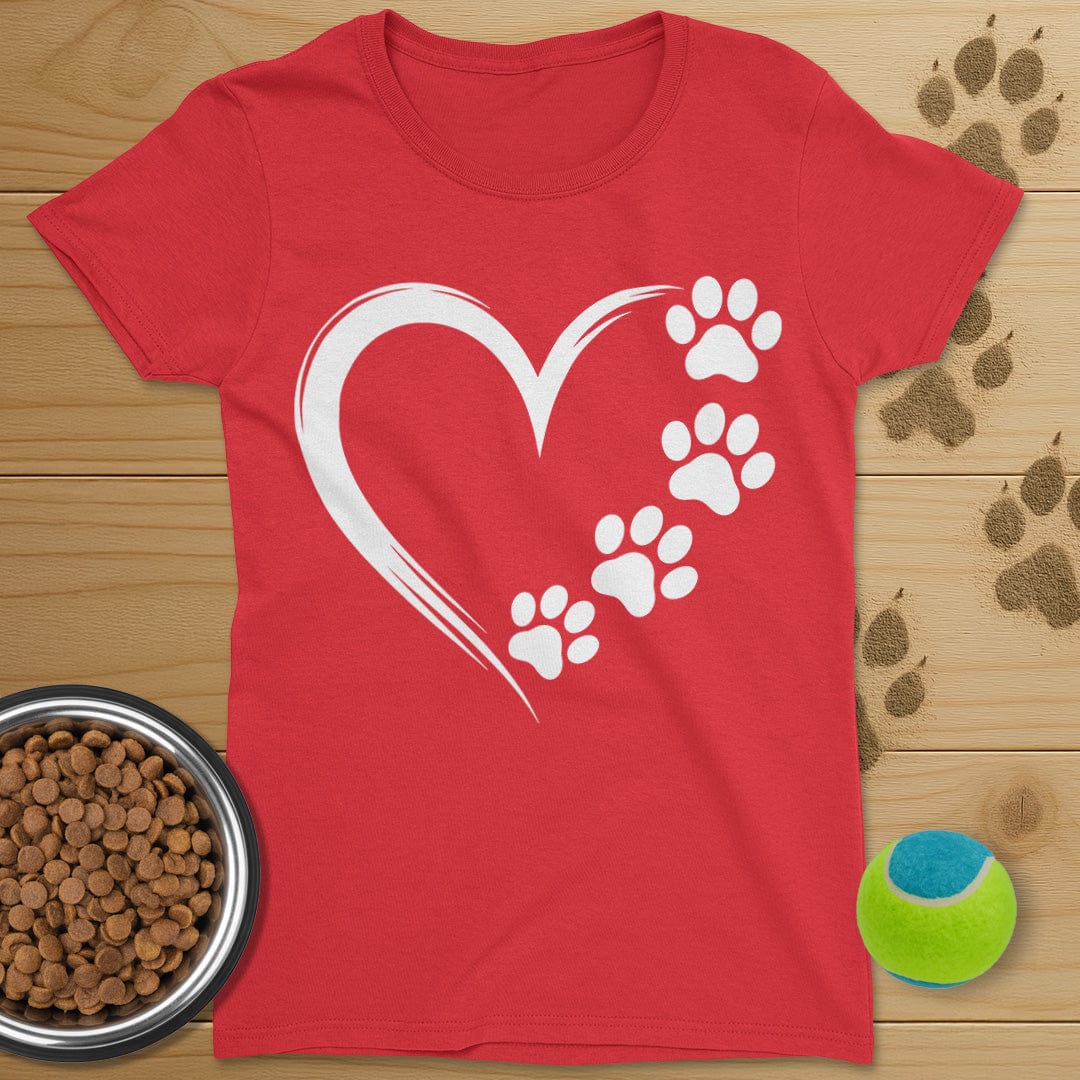 Heart and Dog Paws T-Shirt-Womens